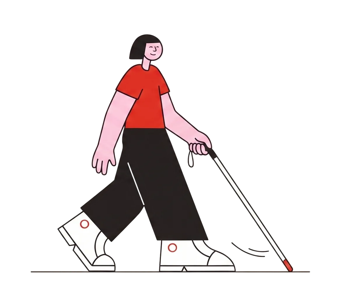 Illustrazione di una persona che utilizza Arte Cieca per esplorare in autonomia un museo d'arte colorato